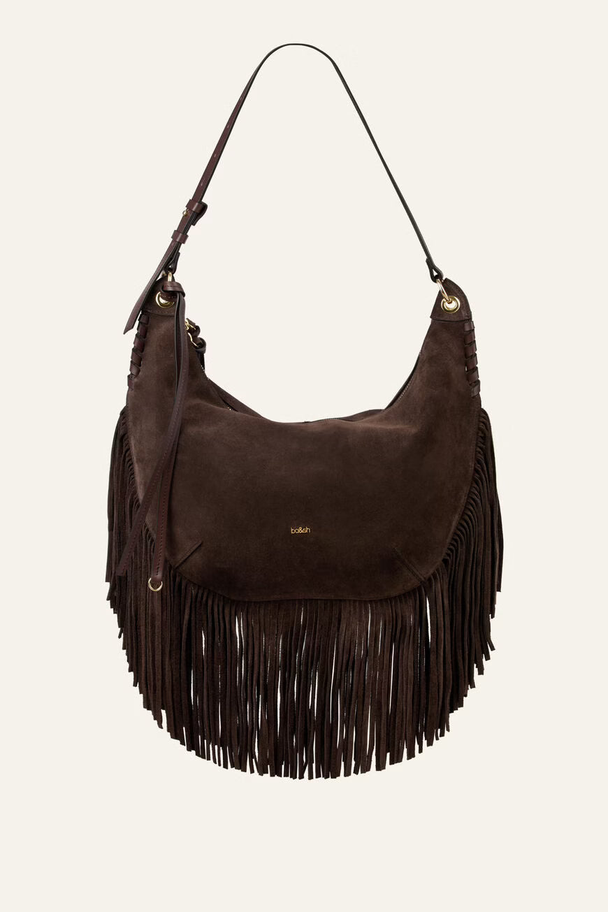Ba&sh - Sac Swing Franges Cuir Chocolat