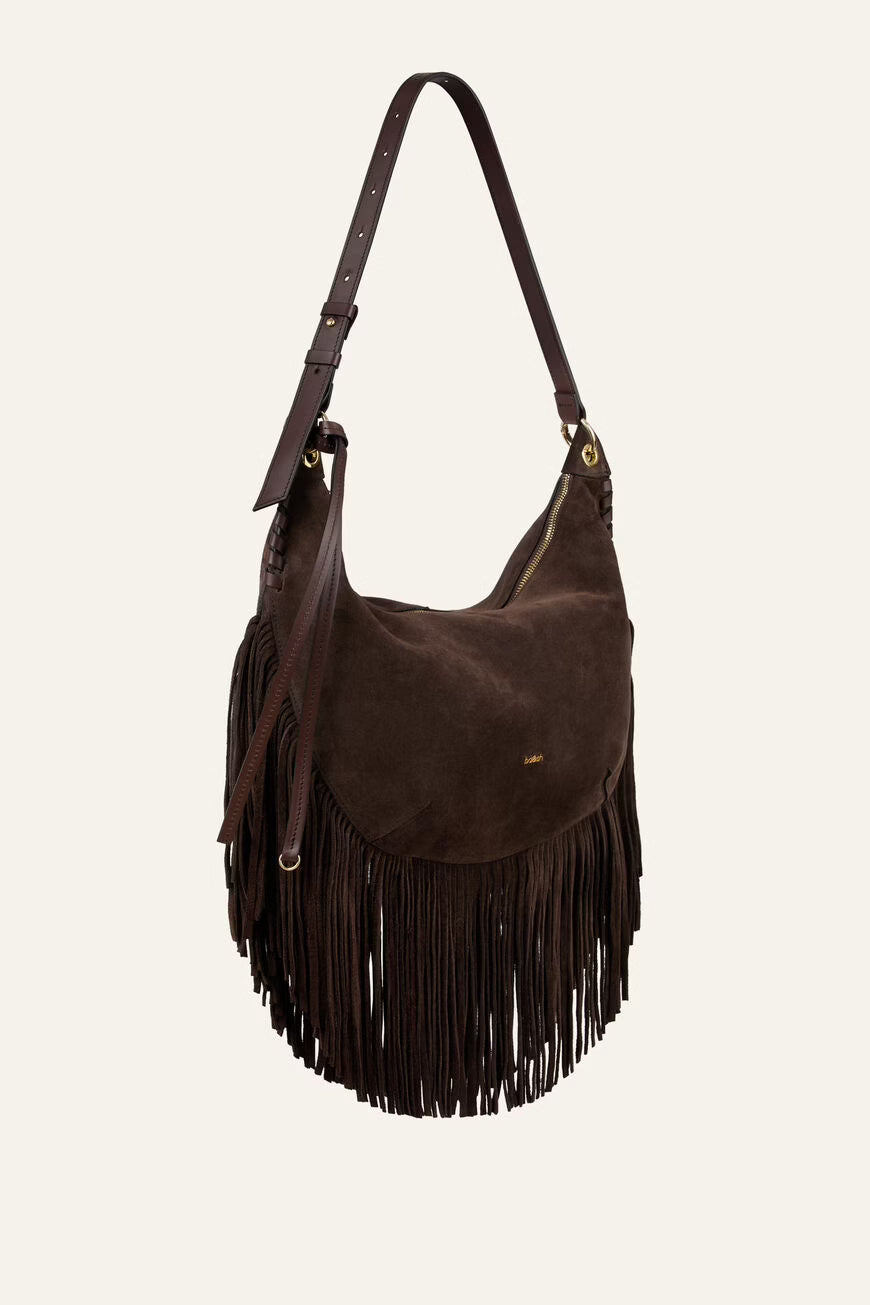 Ba&sh - Sac Swing Franges Cuir Chocolat