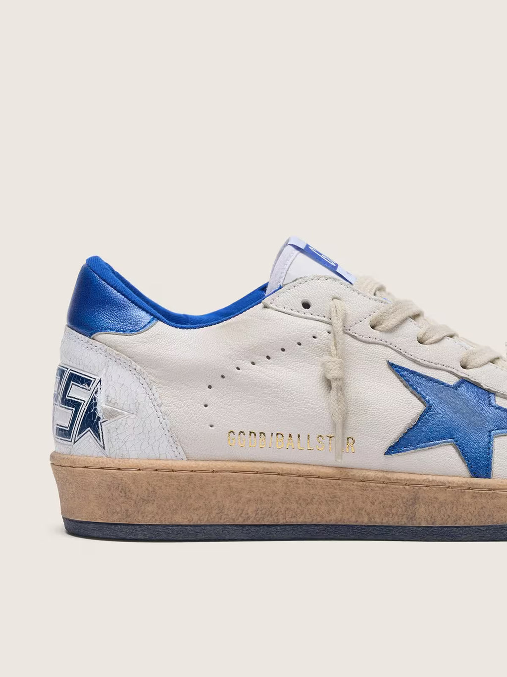 Golden Goose Ball Star nappa blanc, étoile et contrefort bleus