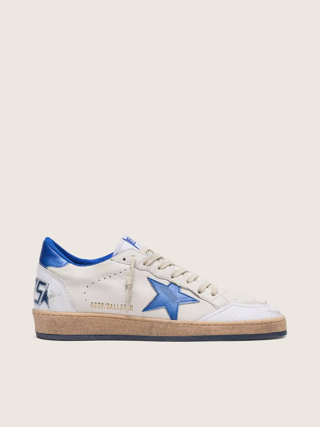 Golden Goose Ball Star nappa blanc, étoile et contrefort bleus
