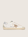 Golden Goose Super-Star, étoile paillettes dorées et empiècements daim gris froid