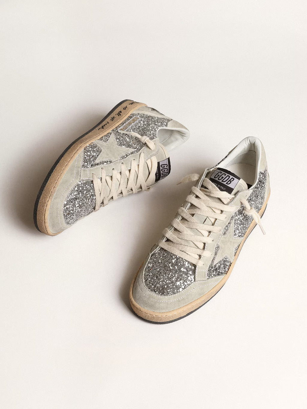 Golden Goose - Ball Star à paillettes argentées daim gris