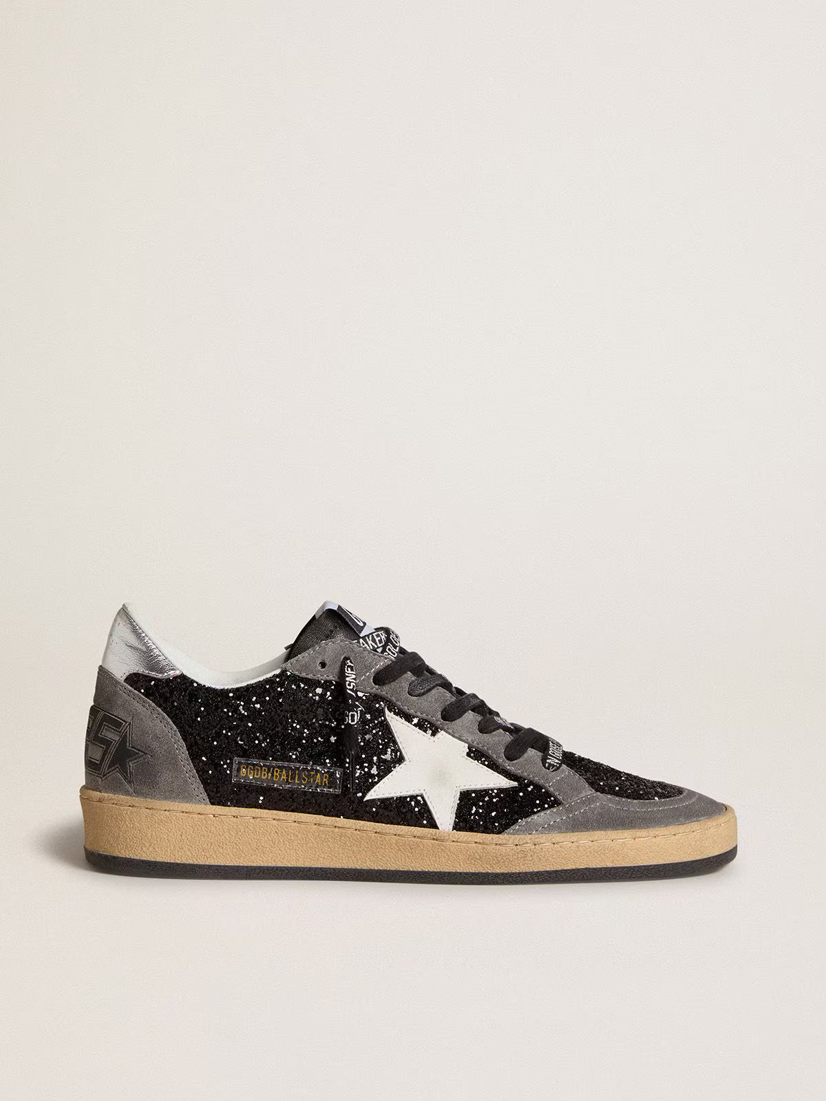 Golden Goose - Ball Star à paillettes marron & contrefort lamé doré