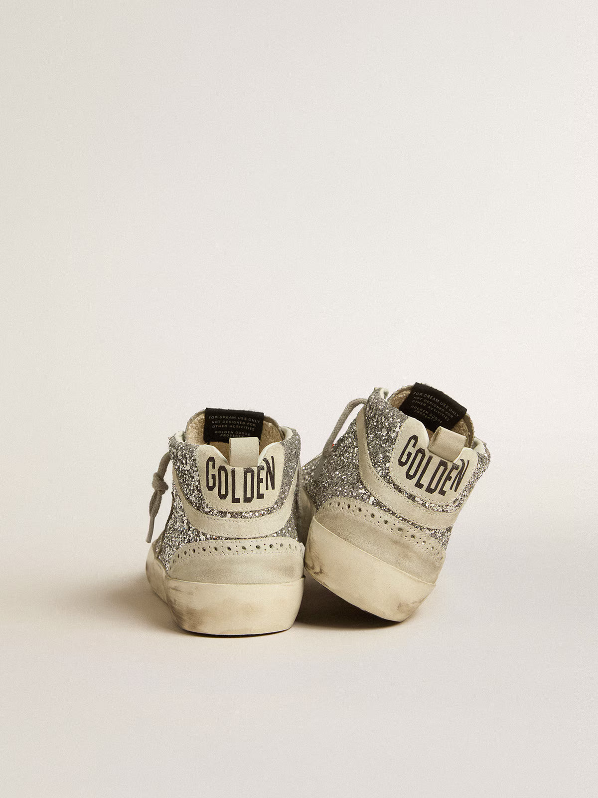 Golden Goose - Mid Star à paillettes argentées , étoile virgule en daim gris