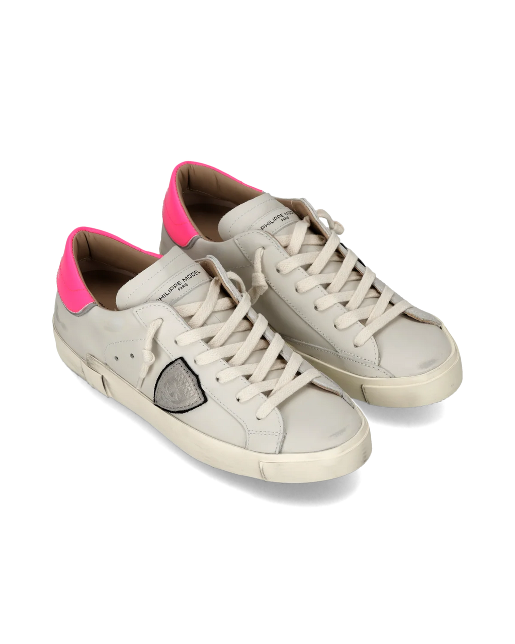 Philippe Model Prsx, blanc crème et rose fluo
