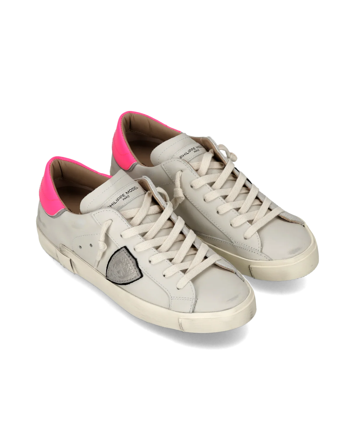 Philippe Model Prsx, blanc crème et rose fluo